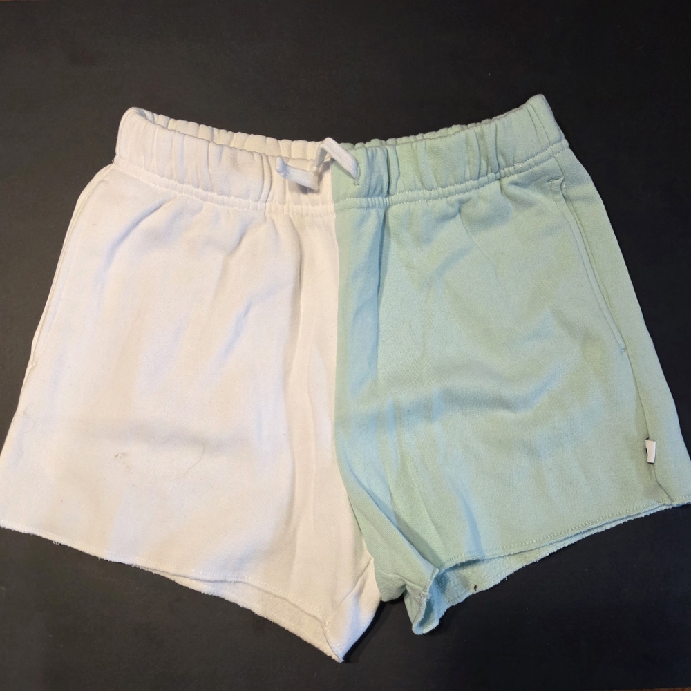 Two-Tone White and Mint Green Lounge Shorts